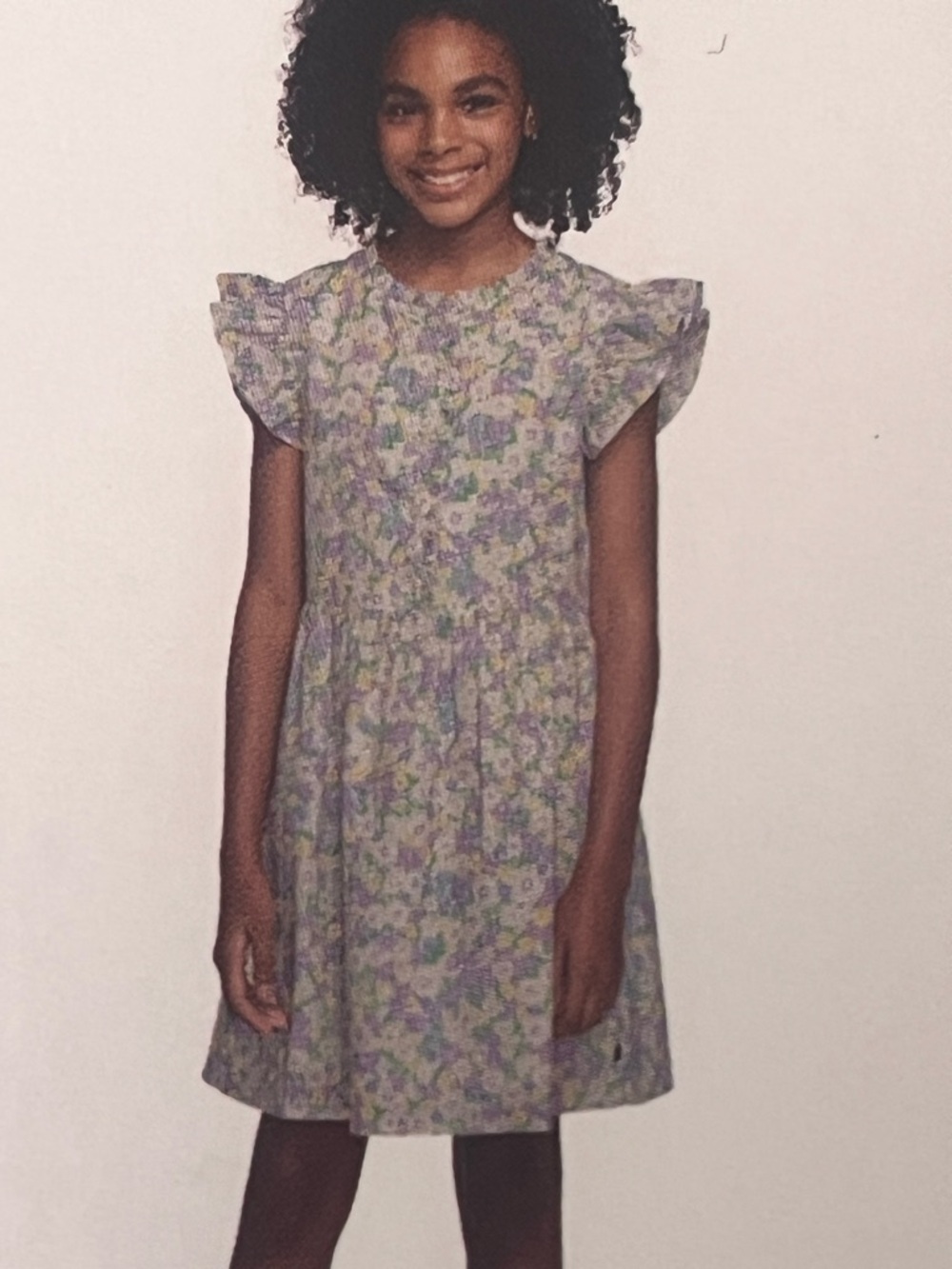 Gap Girls Floral Ruffle Sleeve Dress - Lavender 4/5